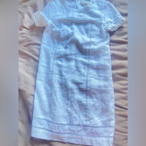 Micheal Kors Ladder Shift Dress 100% Linen Ivory SMALL
